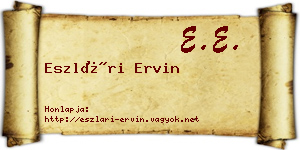 Eszlári Ervin névjegykártya